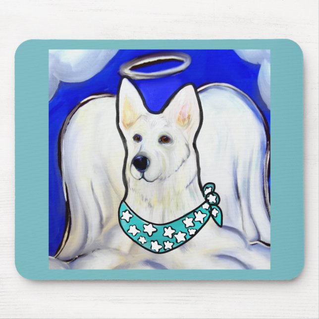 Weisser Deutscher Schäferhund Mousepad (Vorne)