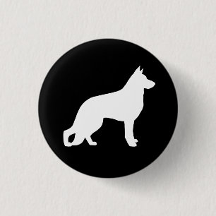 Weißer deutscher Schäferhund Silhouette Button