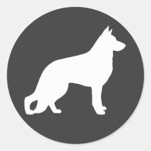 Weißer Deutscher Schäferhund Silhouette Runder Aufkleber