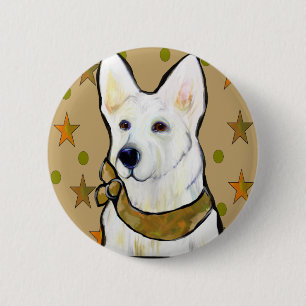 Weißer Deutscher Schäferhund Soldat Button