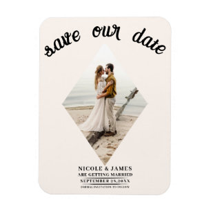 Weißer Diamant Foto Hochzeit Terminankündigung Magnet