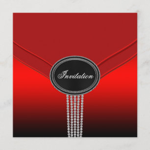 Weißer Diamant-rotes schwarzes schwarzes Einladung