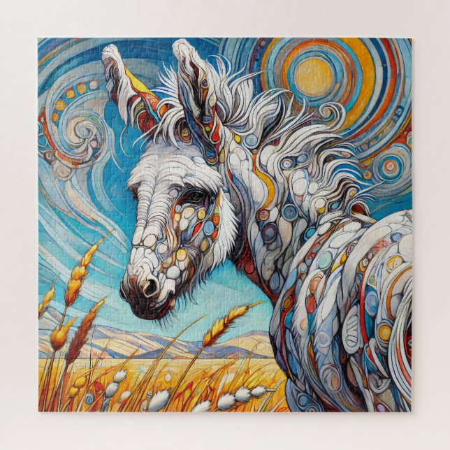Weißer Donkey 600 Stück Puzzle (Vertikal)