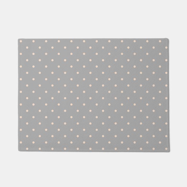 Weißer Dot Grauer Hintergrund Eleganter Polka Dot  Fußmatte (Vorderseite)