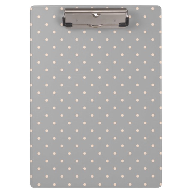 Weißer Dot Grauer Hintergrund Eleganter Polka Dot  Klemmbrett (Vorderseite)