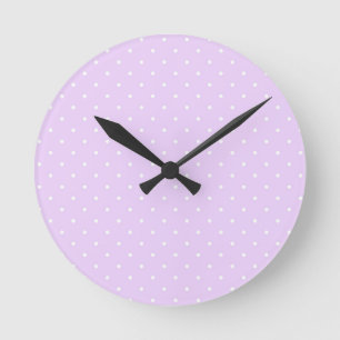 Weißer Dot Rosa Hintergrund Eleganter Polka Dot D Runde Wanduhr