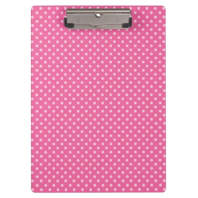 Weißer Dot Rosa Hintergrund Eleganter Polka Dot Do Klemmbrett (Vorderseite)