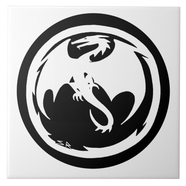 Weißer Drache Fliese (Vorderseite)
