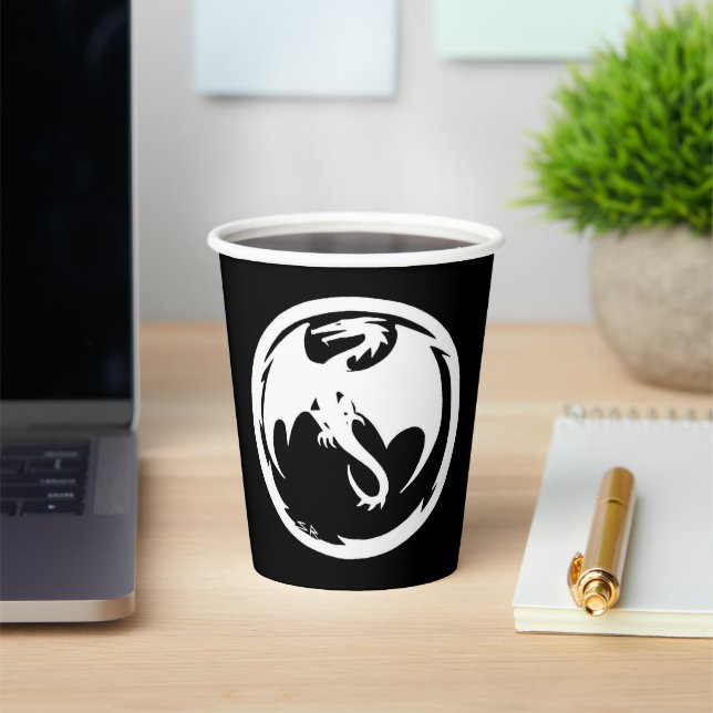 Weißer Drachenschwarzer Papierbecher (InSitu)