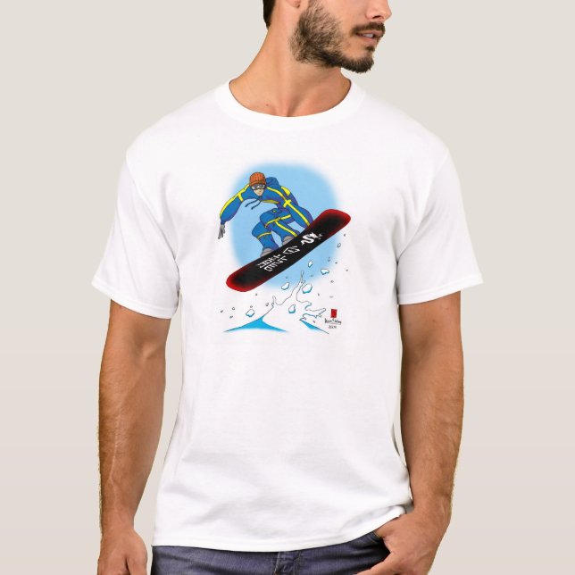 Weißer Drachesnowboarder-T - Shirt ändern (Vorderseite)