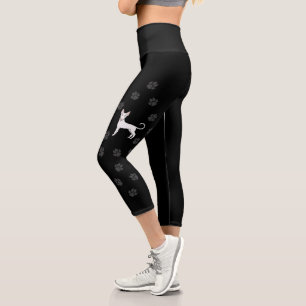 Weißer drahthaariger Ibizaner Bracke Cartoon-Hund Capri Leggings