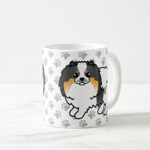 Weißer Dreifarbiger Pomeranian Süßer Cartoon-Hund Kaffeetasse