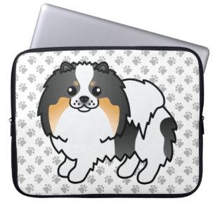 Weißer Dreifarbiger Pomeranian Süßer Cartoon-Hund Laptopschutzhülle