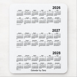 Weißer Dreijahreskalender 2026-2028 von Janz Mousepad