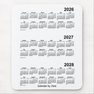 Weißer Dreijahreskalender 2026-2028 von Janz Mousepad