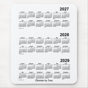 Weißer Dreijahreskalender 2027-2029 von Janz Mousepad