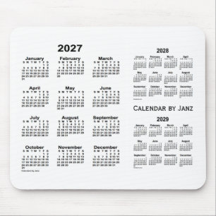 Weißer Dreijahreskalender 2027-2029 von Janz Mousepad