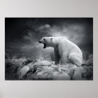 Weißer Eisbär auf Eis im Wasser