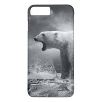 Weißer Eisbär-Jäger auf dem Eis im Wasser