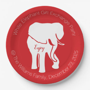 Weißer Elefant-Geschenk-Austausch-WeihnachtsParty Pappteller