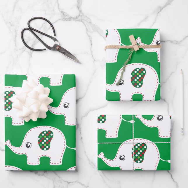 Weißer Elefant Geschenkpapier Set (Vorderseite)
