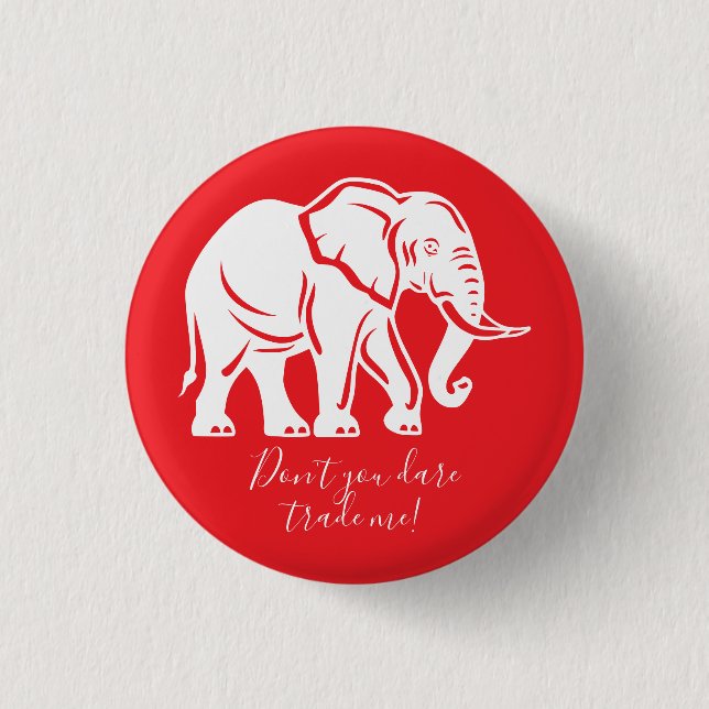 Weißer-Elefant-Scherzgeschenk Button (Vorderseite)