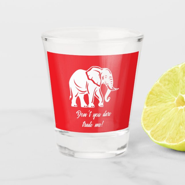 Weißer-Elefant-Scherzgeschenk Schnapsglas (Vorderseite)