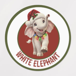 Weißer Elefant Weihnachten Etiketten