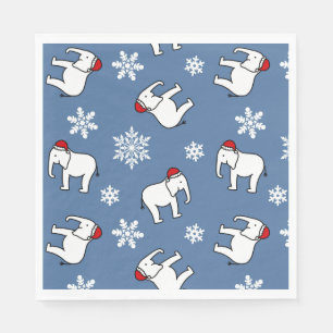 Weißer-Elefanten-Party-Weihnachten (Blau) Papiertü Serviette