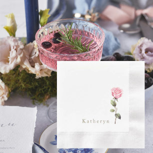 Weißer eleganter rosafarbener Personalisierter Nam Serviette