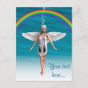 Weißer Engel unter dem Regenbogen Postkarte