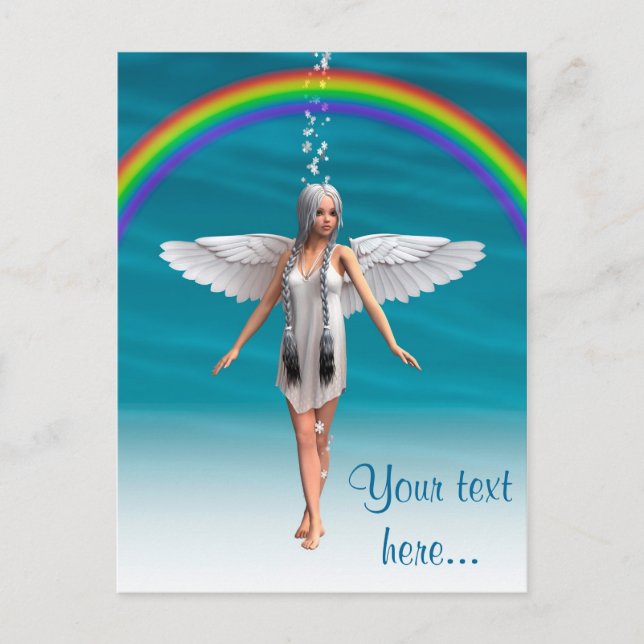 Weißer Engel unter dem Regenbogen Postkarte (Vorderseite)
