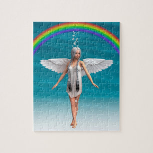 Weißer Engel unter dem Regenbogen Puzzle