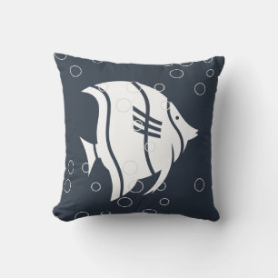 Weißer Engelfisch aus Navy Blue PILLOW Kissen
