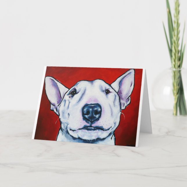 Weißer englischer Bullterrier Karte (Vorderseite)
