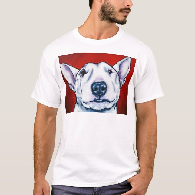 Weißer englischer Bullterrier T-Shirt (Vorderseite)