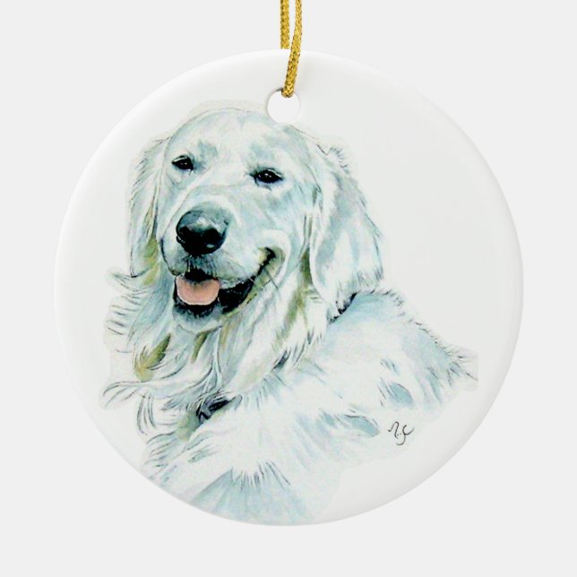 Weißer englischer Retriever Keramikornament (Vorne)