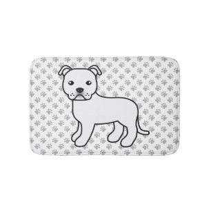 Weißer englischer Staffie süßer Cartoon-Hund & Pfo Badematte