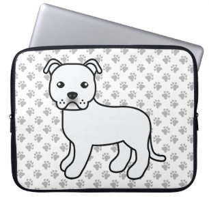 Weißer englischer Staffie süßer Cartoon-Hund & Pfo Laptopschutzhülle