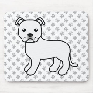 Weißer englischer Staffie süßer Cartoon-Hund & Pfo Mousepad