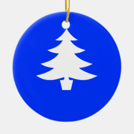 Weißer Feiertags-Baum auf blauer Keramikornament