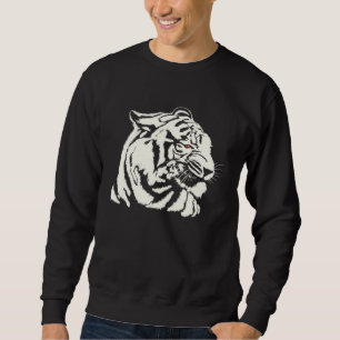 Weißer Fell Tiger Helle Augen Tierprint Kopf Löwe Sweatshirt