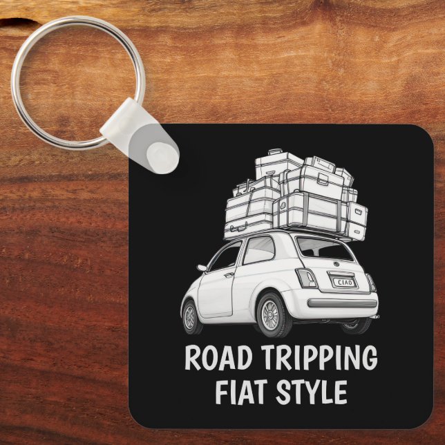 Weißer Fiat Car Schlüsselanhänger (Vorderseite)