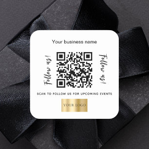 Weißer Firmenname qr Logo Quadratischer Aufkleber