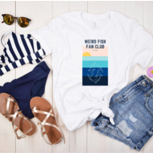 Weißer Fisch Club Stilvolles Ocean Sunset T-Shirt