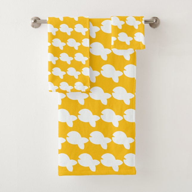 Weißer Fischiger Fischiger Kinder Gelb Badhandtuch Set (Insitu)