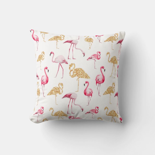 Weißer Flamingo-Druck Kissen (Vorderseite)
