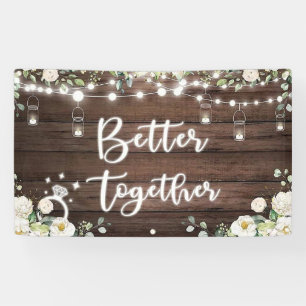 Weißer floraler Diamantring Brautparty Banner