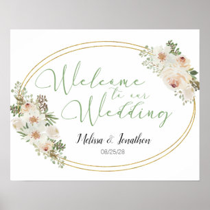 Weißer Floraler Eleganter Romantischer Hochzeitspo Poster