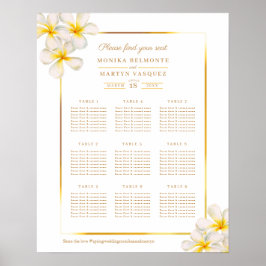 Weißer Frangipani-Hochzeitsplan Poster